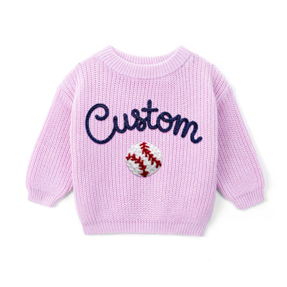 Personalized Baseball Baby Embroidered Sweater, Custom Baby Baseball Lover Sweatshirt BB0319