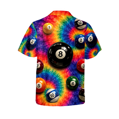 Tie Dye Billiard Hawaiian Shirts For Men, Tie Dye Hawaiian Billiard Shirts BIE0068