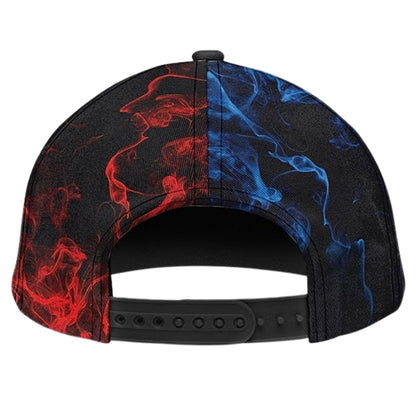 Jesus Is My Savior Red And Blue Flame Cross Baseball Cap, Jesus Christian Caps Hats CP0189