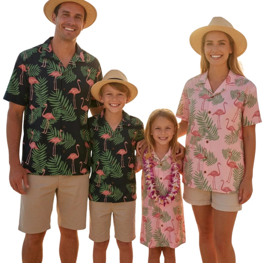 Matching Flamingo Hawaiian Family Shirts, Tropical Flamingo Matching Hawaiian Shirts For Family ET0647