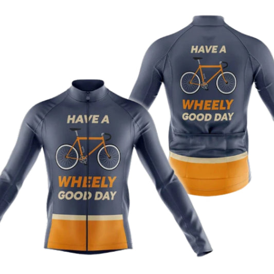 Have A Wheely Good Day Men's Cycling Long Sleeve Jersey, Funny Cycling Jersey For Men CG0731
