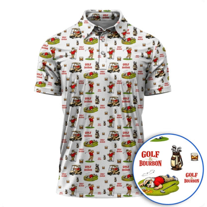 Golf And Bourbon Funny Men's Golf Polo Shirts, Bourbon Golf Shirts GZ0249