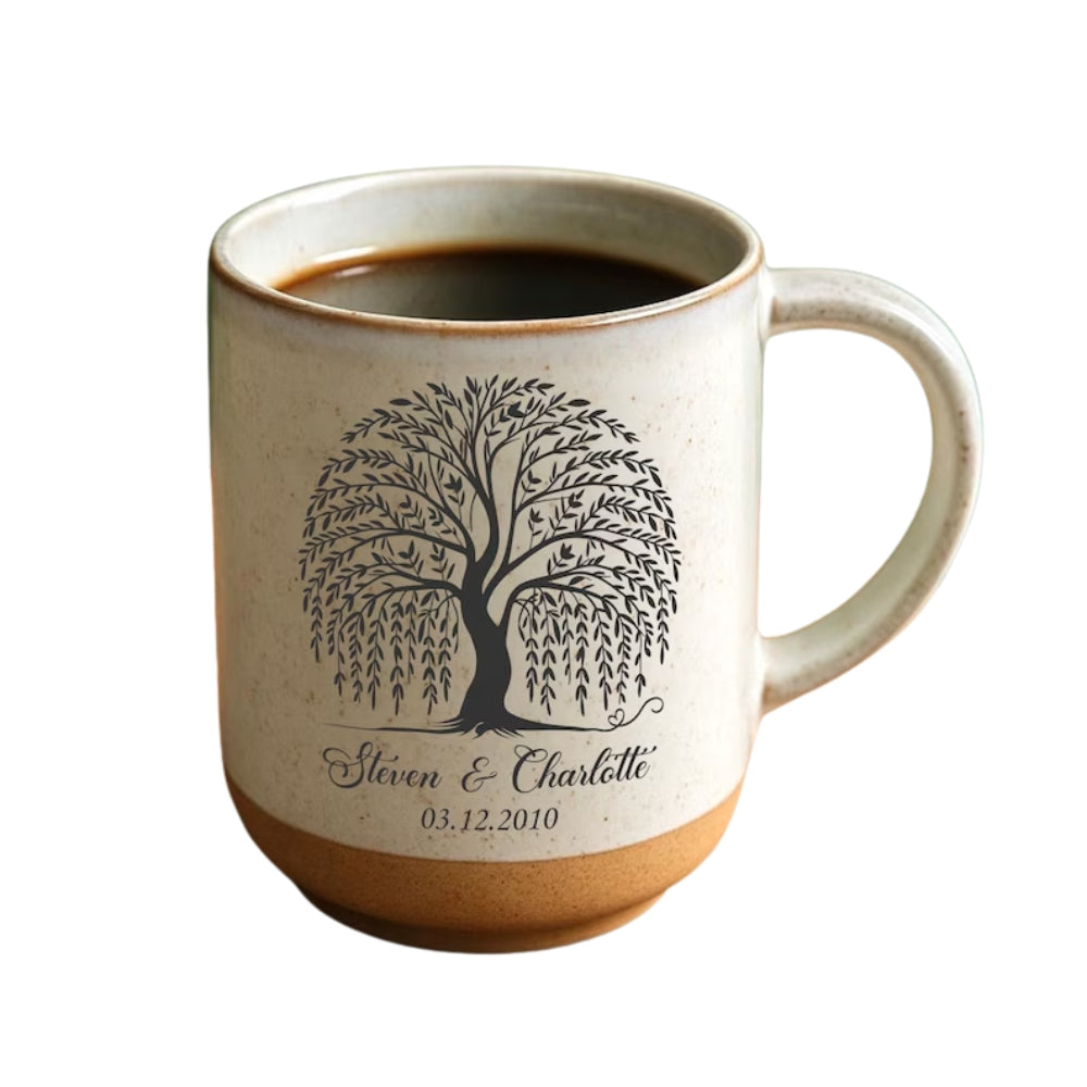 Personalized 9th Wedding Anniversary Willow Tree Coffee Mug, Personalized 9th Year Anniversary Mug WD0019