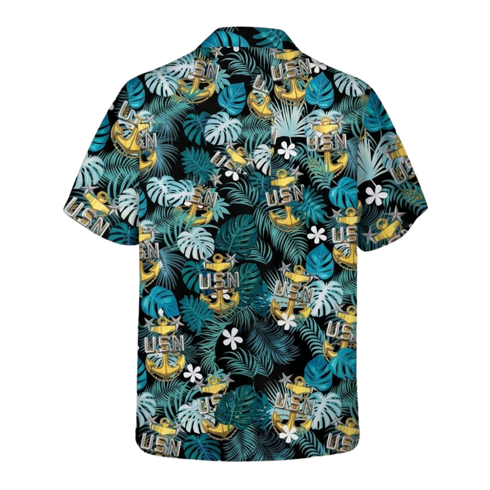 USN Naval Anchor Tropical Hawaiian Shirt For Men, US Navy Military Hawaiian Shirt For Veteran HE0472