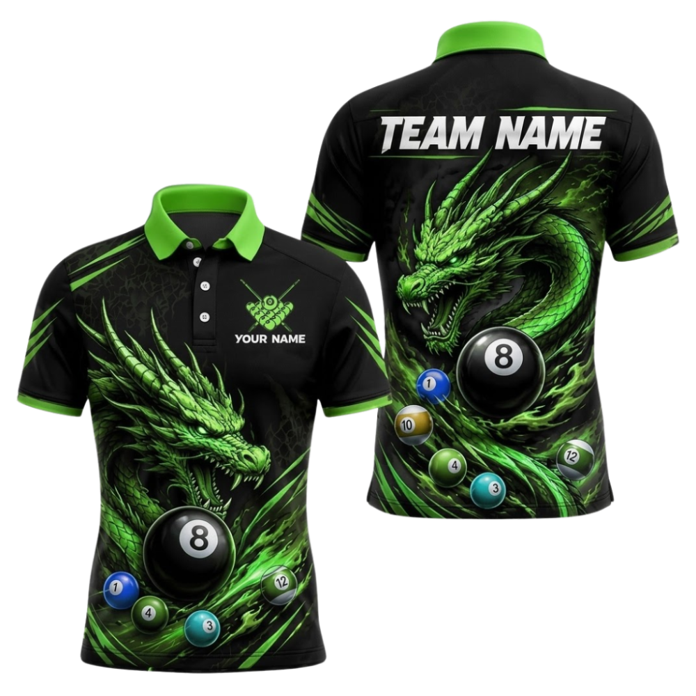 Custom Dragon Purple Polo Billiard Shirt For Men, Custom Dragon Billiard Team Shirt BIZ0333