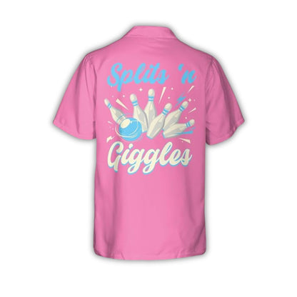 Splits'n Giggles Custom Pink Ladies Bowling Hawaiian Shirt, Custom Womens Funny Bowling Shirts HW0179
