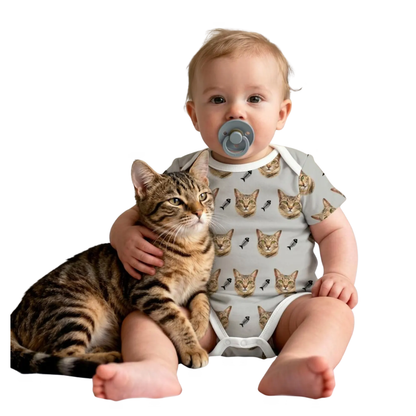 Custom Dog Photo Baby Bodysuit, Personalized Pet Faces Bodysuit Baby BB0738