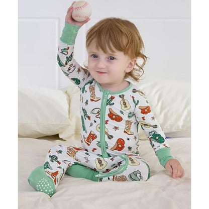 Rodeo Cowboy Baby Romper Convertible Zipper, Western Cowboy Convertible Romper For Baby BB0369