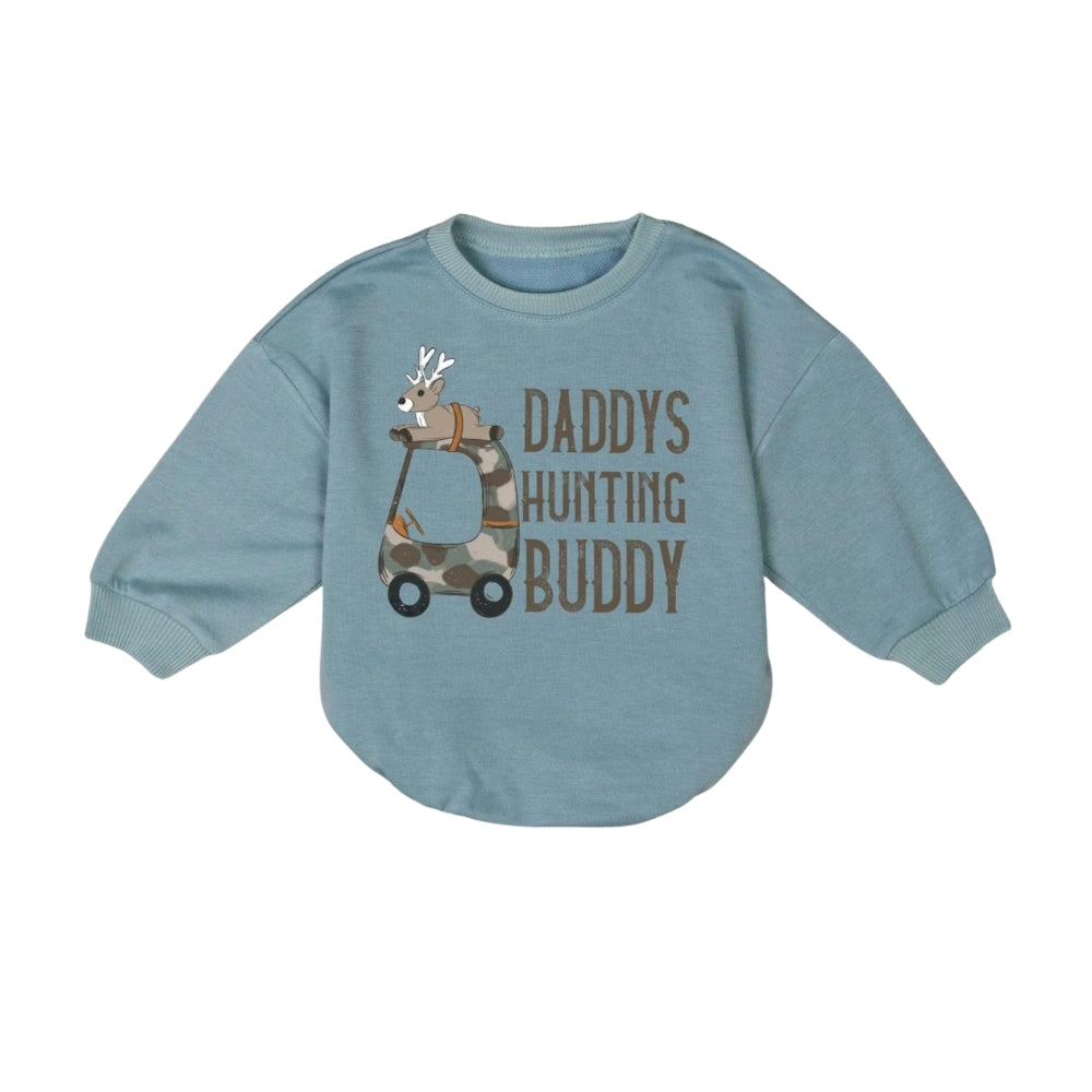 Daddy's Hunting Buddy Baby Romper Sweatshirt, Deer Hunting Baby Romper Sweatshirt BB0212