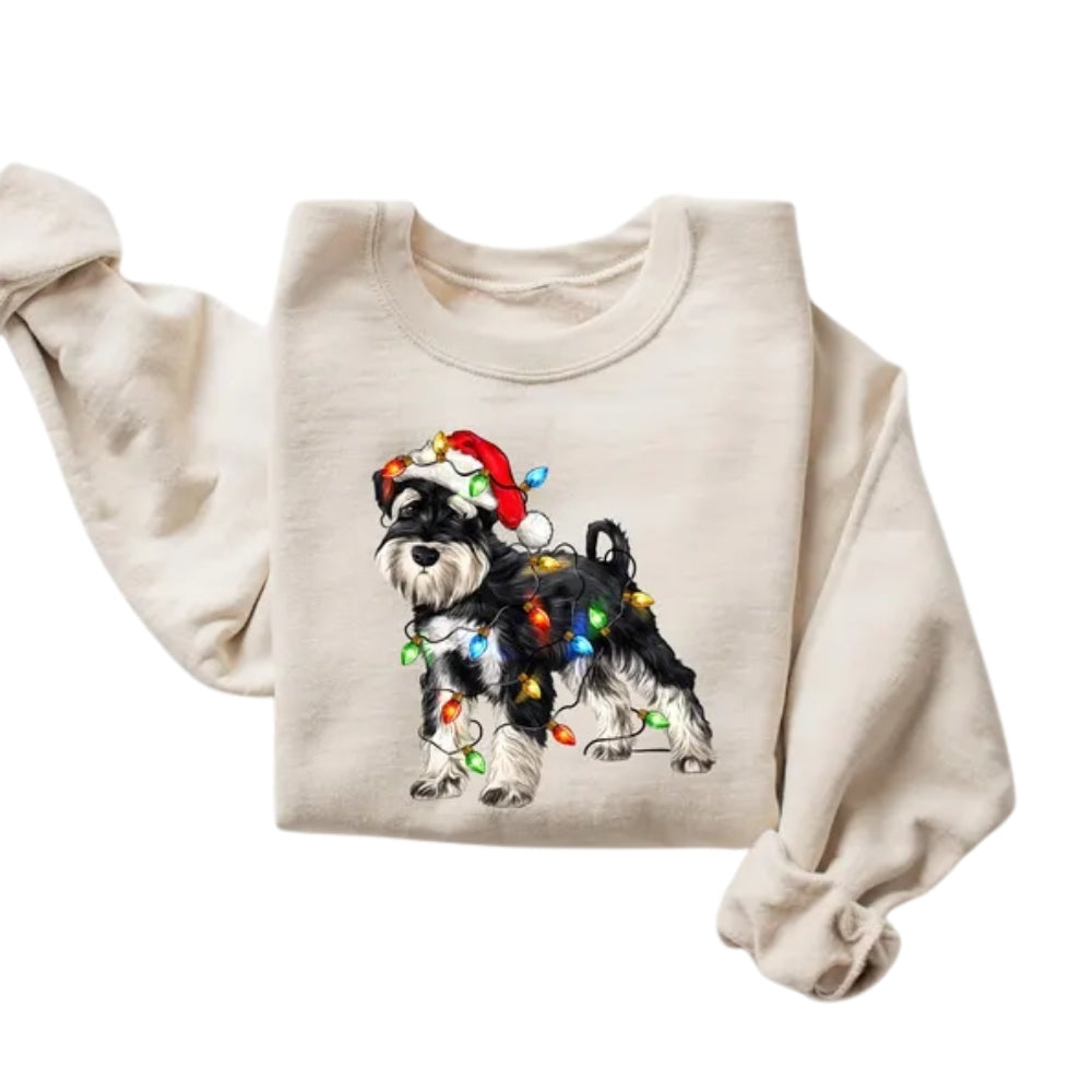 Schnauzer Christmas Lights Sweatshirt, Dog Christmas Sweatshirt 2D0666