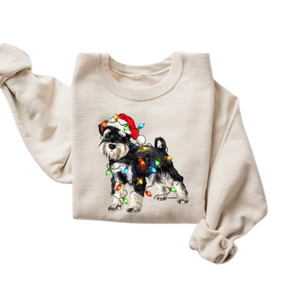Schnauzer Christmas Lights Sweatshirt, Dog Christmas Sweatshirt 2D0666