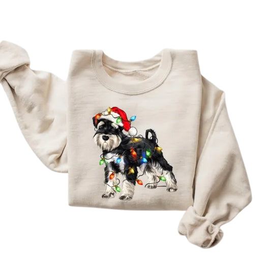 Schnauzer Christmas Lights Sweatshirt, Dog Christmas Sweatshirt 2D0666