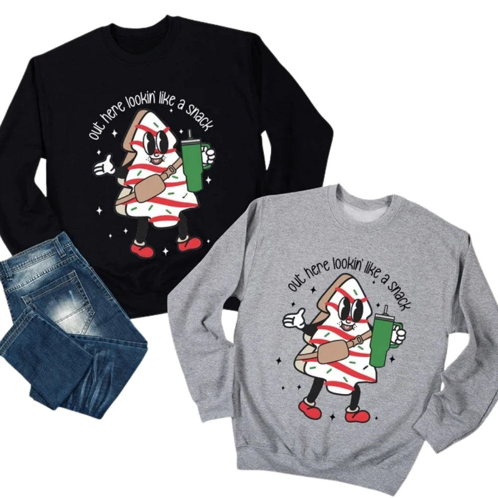 Out Here Lookin Like A Snack Sweatshirt, Christmas Tree Cake Sweater 2D0738