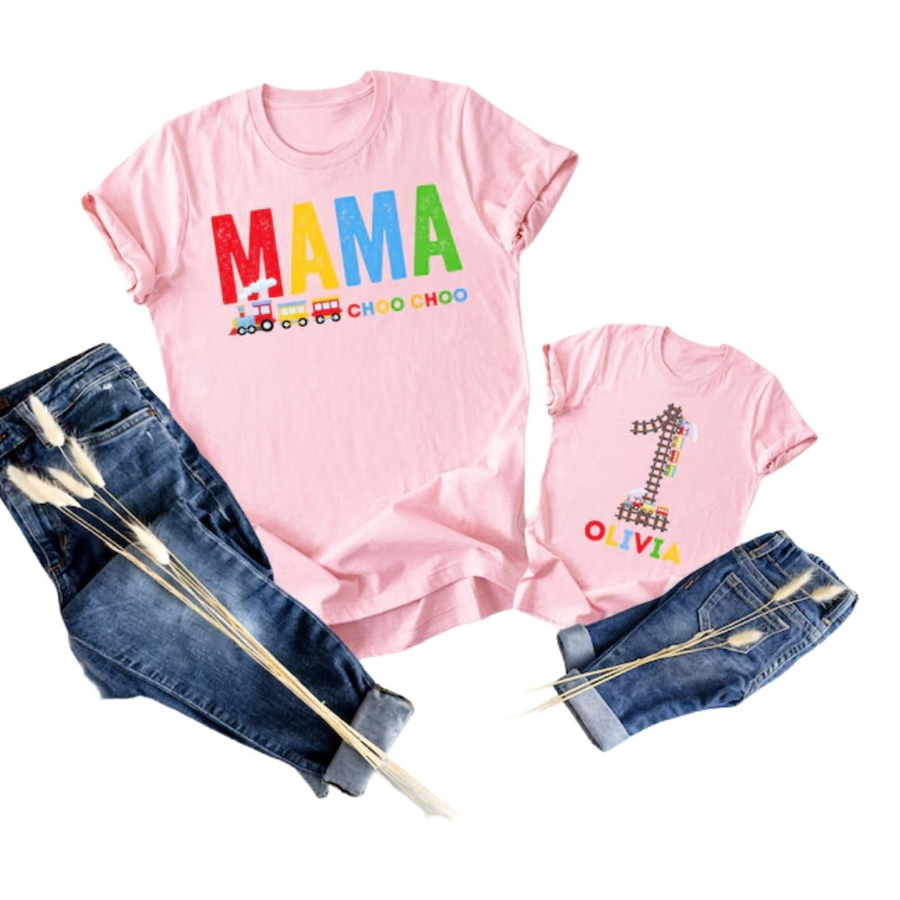 Custom Train 1st Birthday Matching Family T Shirts, Custom First Birthday Train Matching Shirts For Family ET0366