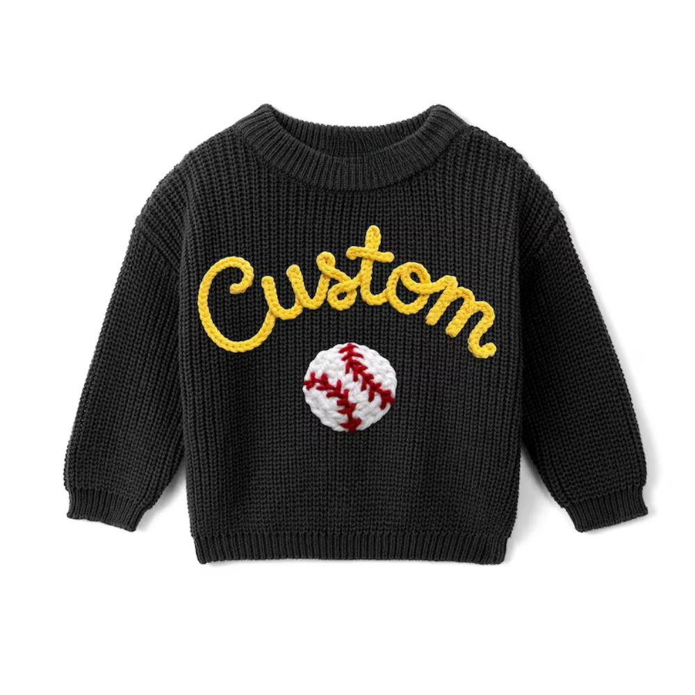 Personalized Baseball Baby Embroidered Sweater, Custom Baby Baseball Lover Sweatshirt BB0319