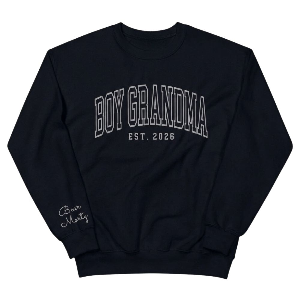 Boy Grandma Est Custom Kid Names Sweatshirt, Personalized Baby Announcement Sweatshirts For Grandma 2D0878