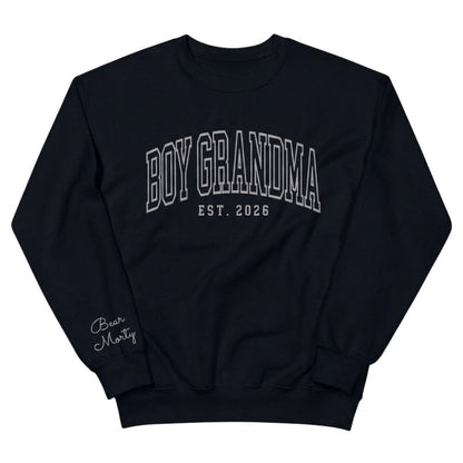 Boy Grandma Est Custom Kid Names Sweatshirt, Personalized Baby Announcement Sweatshirts For Grandma 2D0878