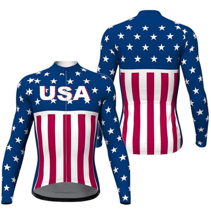 USA Flag Mens Red White And Blue Cycling Short Sleeve Jersey, Men's Patriotic Cycling Jerseys CZ0081