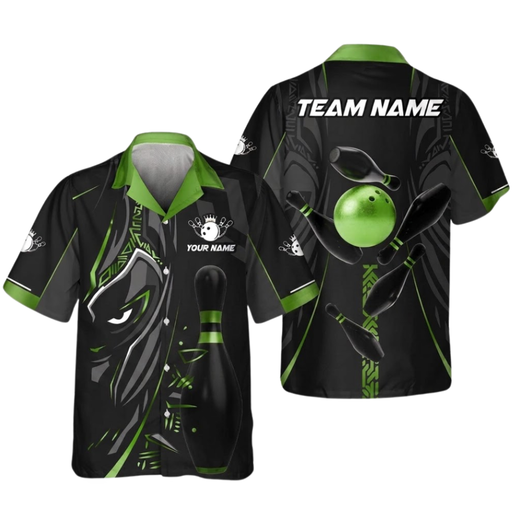 Custom Maori Tribal Black Golden Bowling Hawaiian Shirt, Custom Tribal Bowling Team Shirts Mens BZ0585