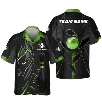 Custom Maori Tribal Black Golden Bowling Hawaiian Shirt, Custom Tribal Bowling Team Shirts Mens BZ0585