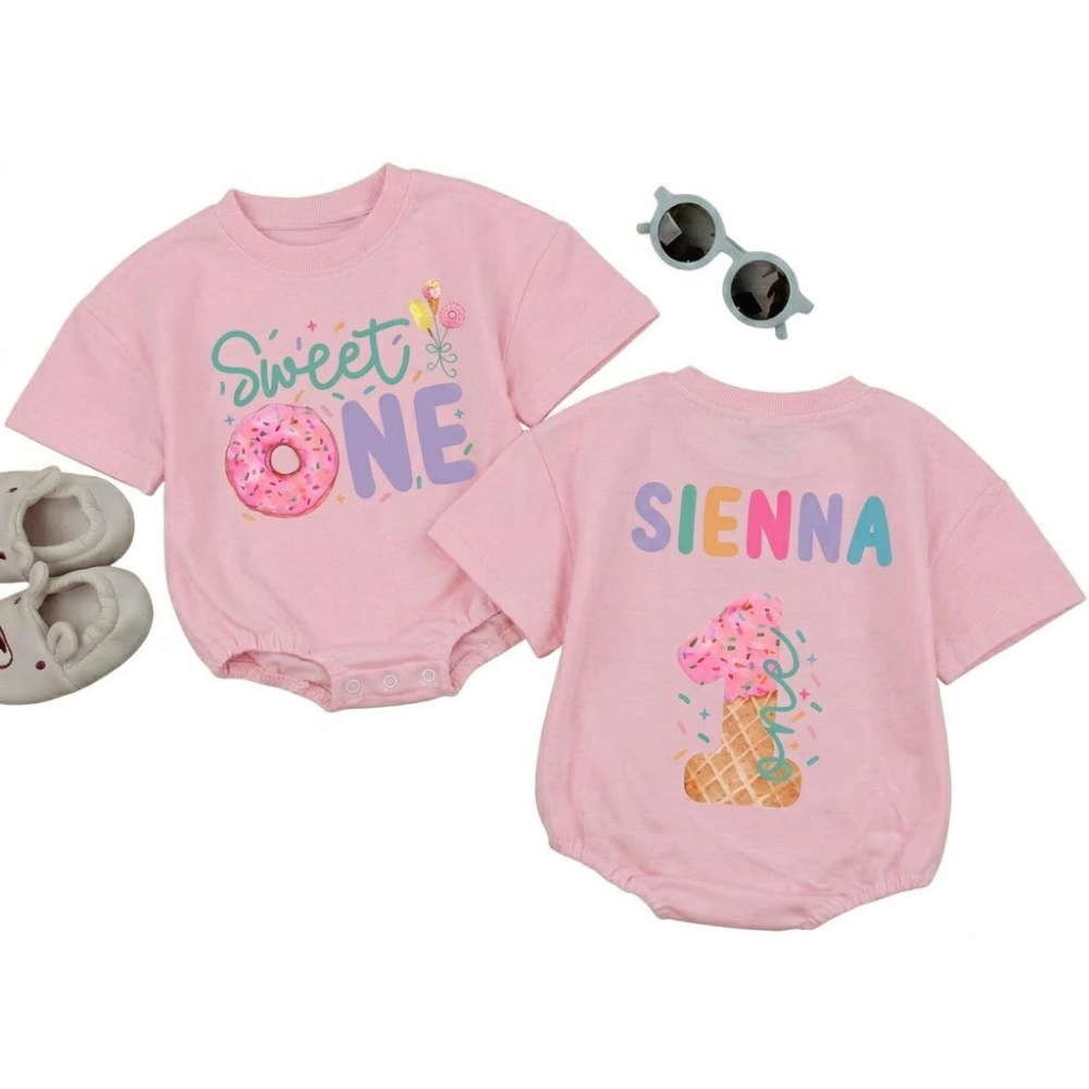 Customized Sweet One Ice Cream Birthday Baby T Shirt Romper, Custom Ice Cream First Birthday Baby Romper BB0255