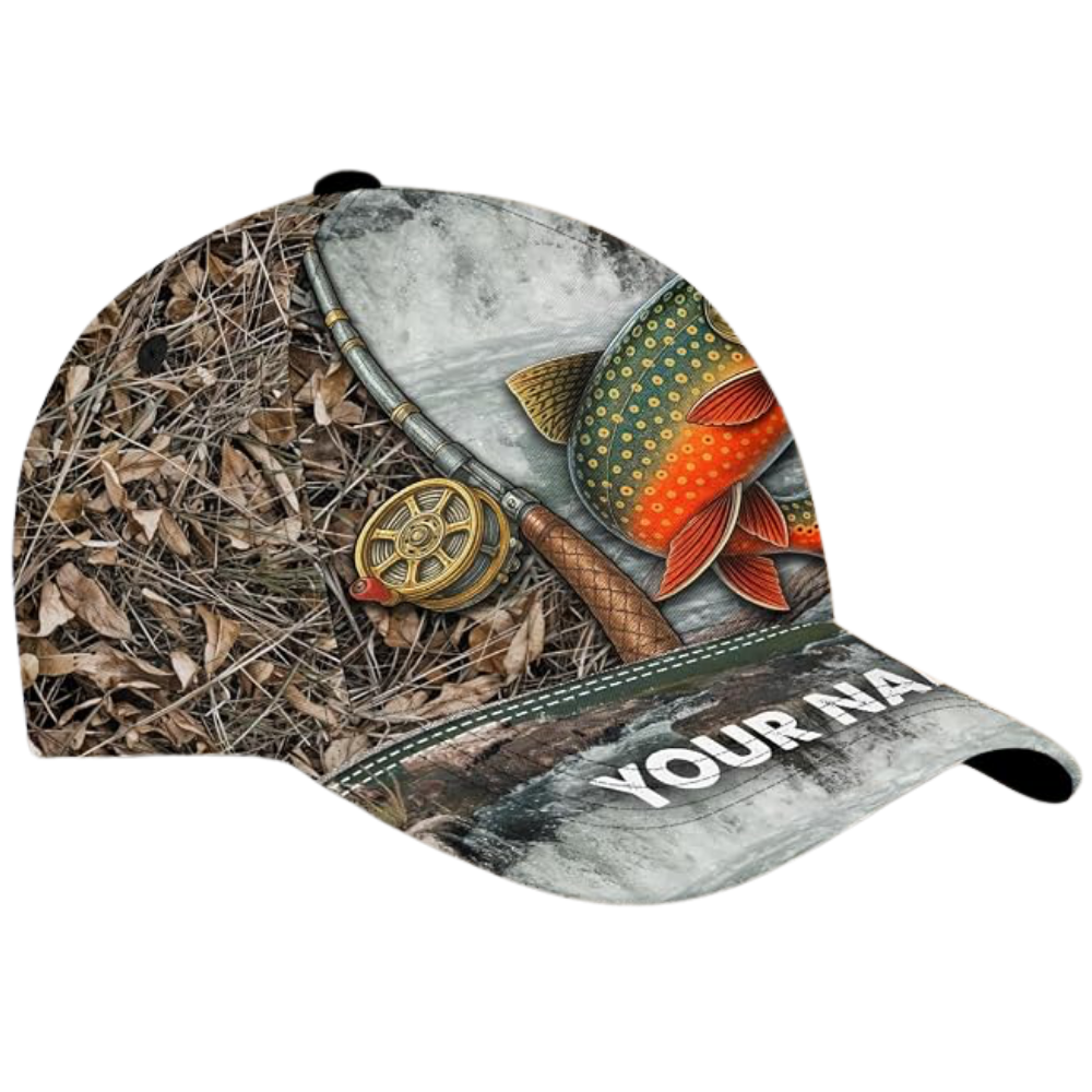 Custom Trout Fishing Camo Baseball Cap, Custom Trout 3D Printed Caps For Fisherman CP0531