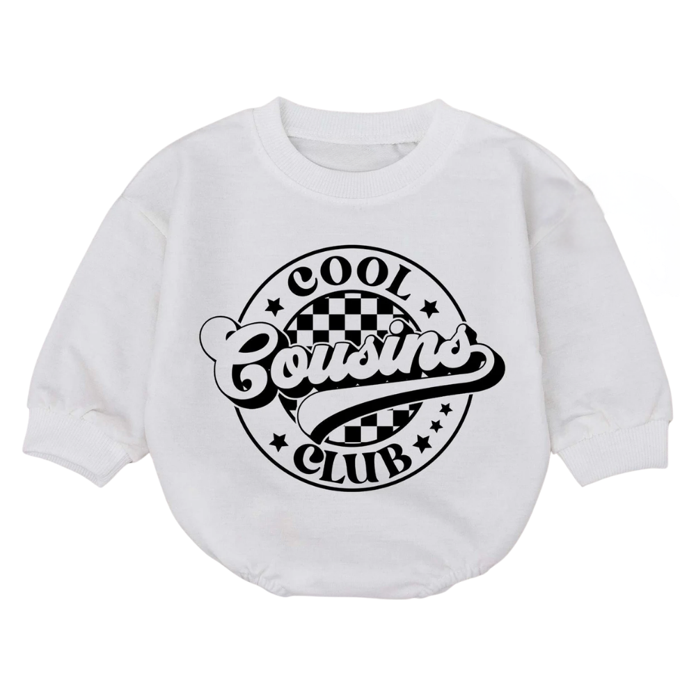 Cool Cousins Club Baby Romper Sweatshirt, Cousin Crew Baby Romper Sweatshirt BB0084