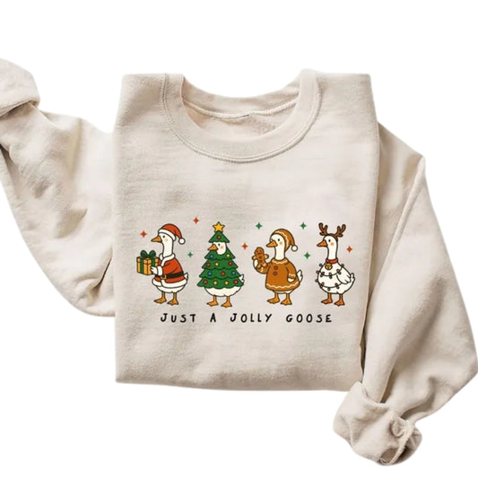 Just a Jolly Goose Christmas Sweatshirt, Funny Goose Xmas Sweatshirt 2D0709
