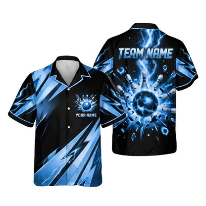 Green Thunder Custom Mens Bowling Hawaiian Shirt, Custom Team Thunder Bowling Shirt BE0277