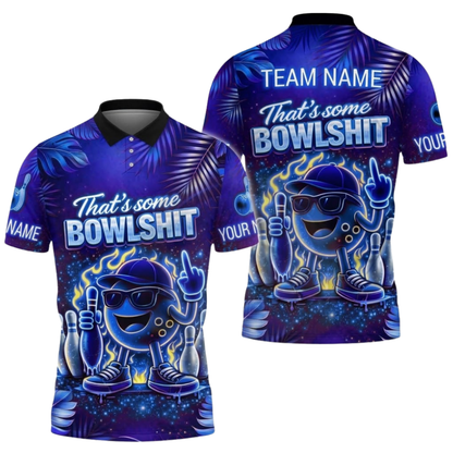 That's Some Bowl Sh!t Custom Funny Ball Neon Bowling Polo Shirt Men, Custom Funny Bowling Shirt Team BZ0929