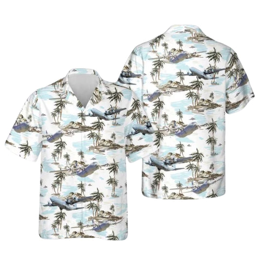 C-130J Super Hercules Tropical Hawaiian Shirt For Men, Aircraft Hawaiian Shirt HE0477