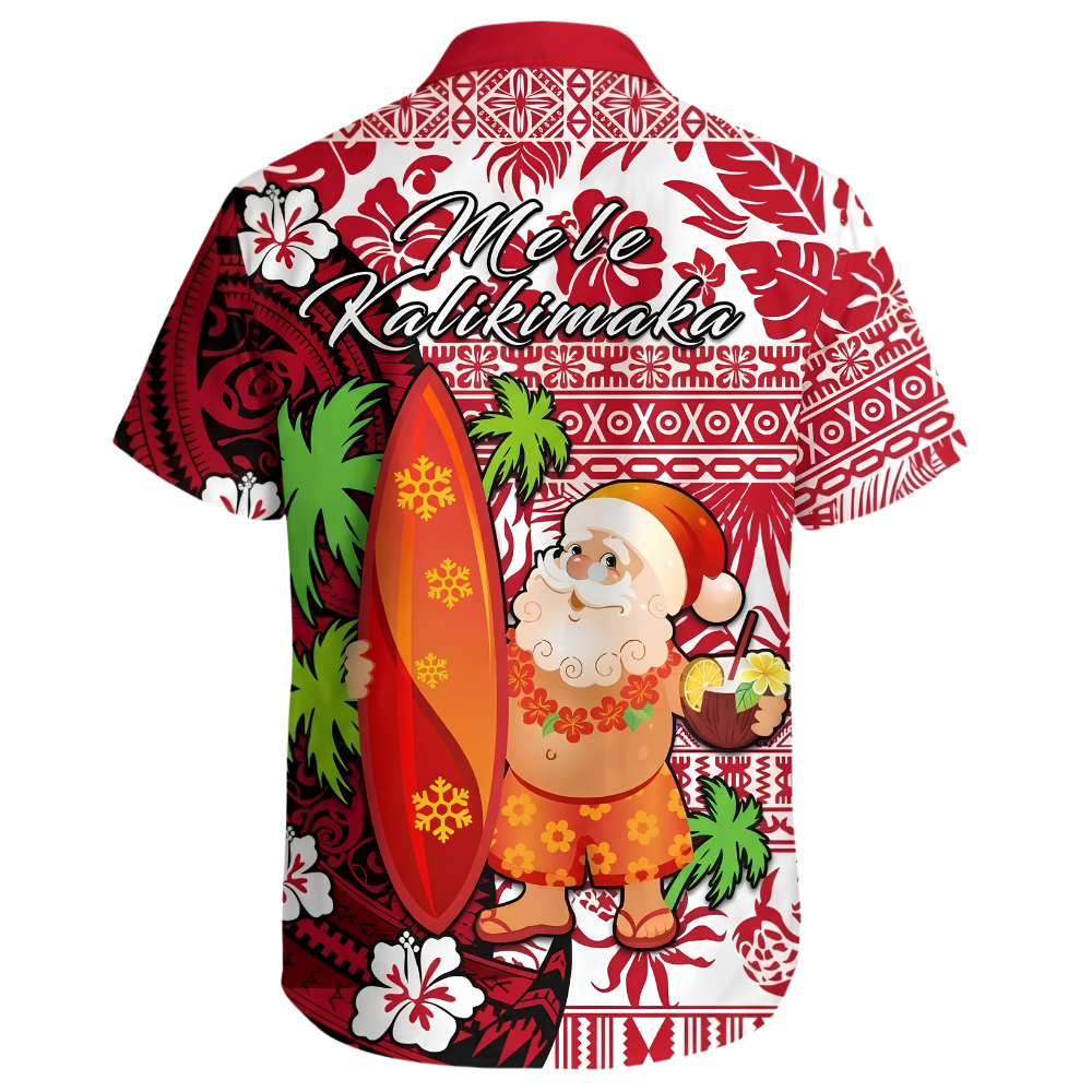Santa Surfing Tribal Hawaiian Shirt For Men Women, Funny Christmas Hawaiian Shirt HE0848