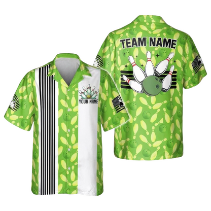 Custom Retro Blue Hawaiian Bowling Shirts, Custom Bowling Team Shirts BE0056