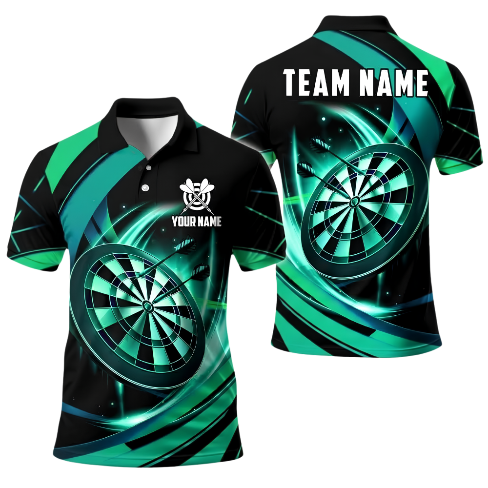Custom Team Golden Black Darts Polo Shirt For Men, Custom Darts Team Shirt DE0121