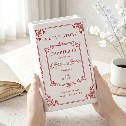 Together Is Our Favorite Place To Be Custom 30th Wedding Anniversary Ceramic Book Vase, Custom Wedding Anniversary Book Vase WD0627