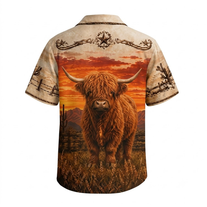 Highland Cow Vintage Hawaiian Shirt, Highland Cow Lover Hawaiian Shirt For Men Women HE0696