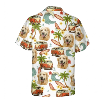 Custom Dog Face Camping Hawaiian Shirt For Men Women, Custom Dog Photo Hawaiian Shirts HE0709
