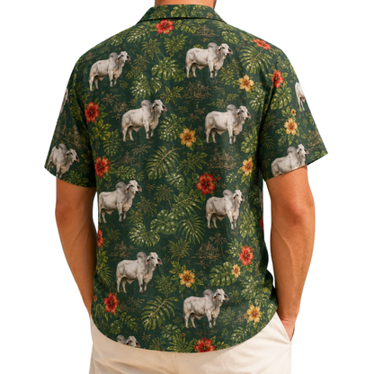 Brahman Cattle Tropical Hawaiian Shirt For Men, Brahman Cow Hawaiian Shirt For Farmer HE0699