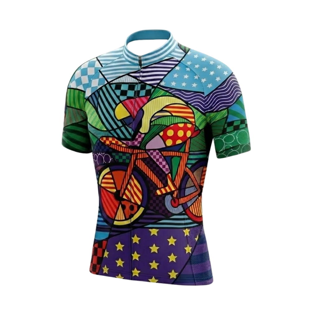Colorful Mountain Cycling Short Sleeve Jersey For Men, Mountain Cycling Jersey CE0059