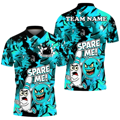 Spare Me Custom Funny Pins Ball Red Bowling Polo Shirt Men, Custom Funny Graffiti Bowling Team Shirt BZ0958