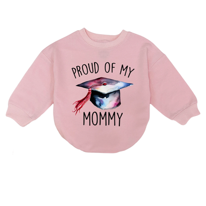 Proud Of My Mommy Custom Baby Romper Sweatshirt, Personalized Mom Graduation Romper Sweatshirt For Baby BB0692