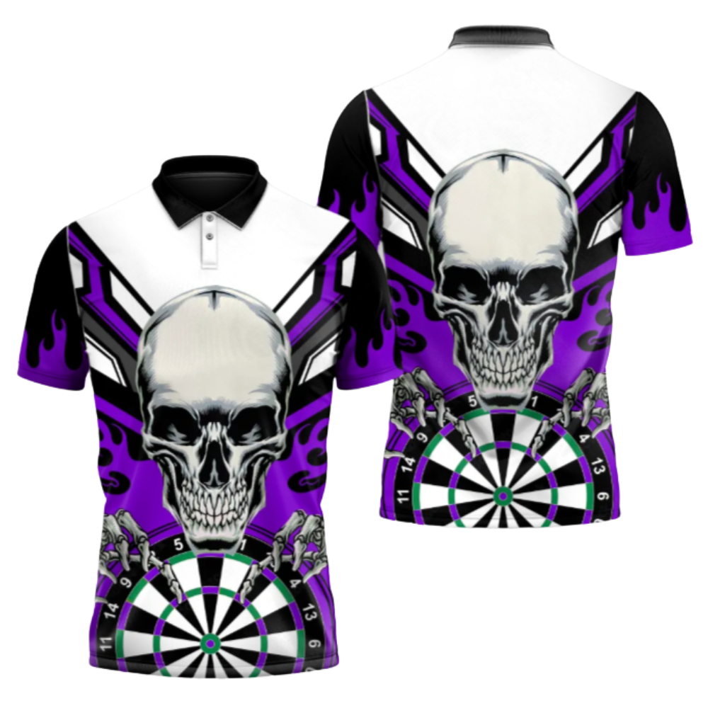 Custom Skull Red Dart Polo Shirt Men, Custom Skull Dart Team Shirt DZ0166