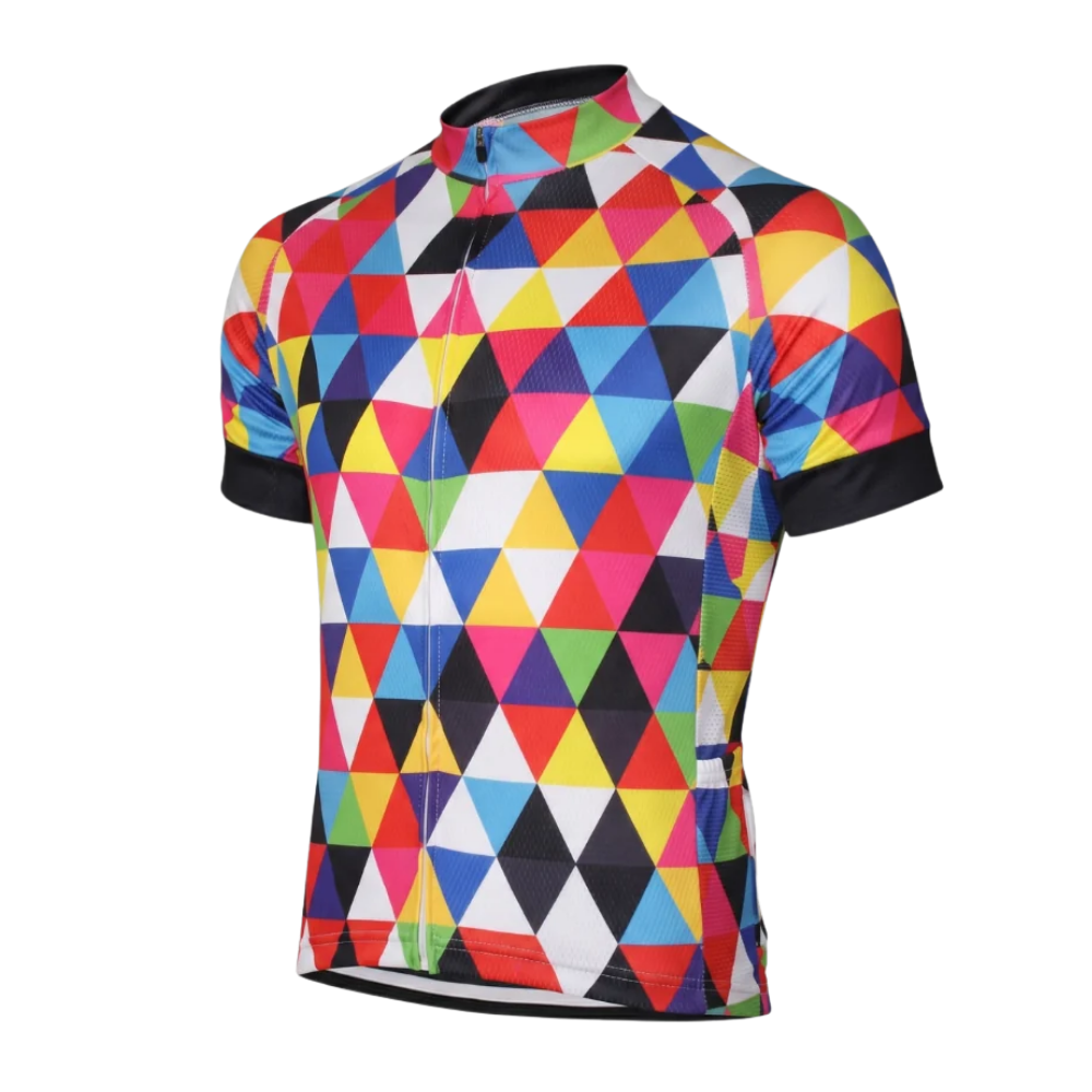 Colorful Geometric Cycling Short Sleeve Jersey For Men, Geometric Cycling Jersey CG0827