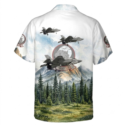 F 35B Plane Men's Hawaiian Shirt, Fighter Aircraft Hawaiian Shirts HE0713