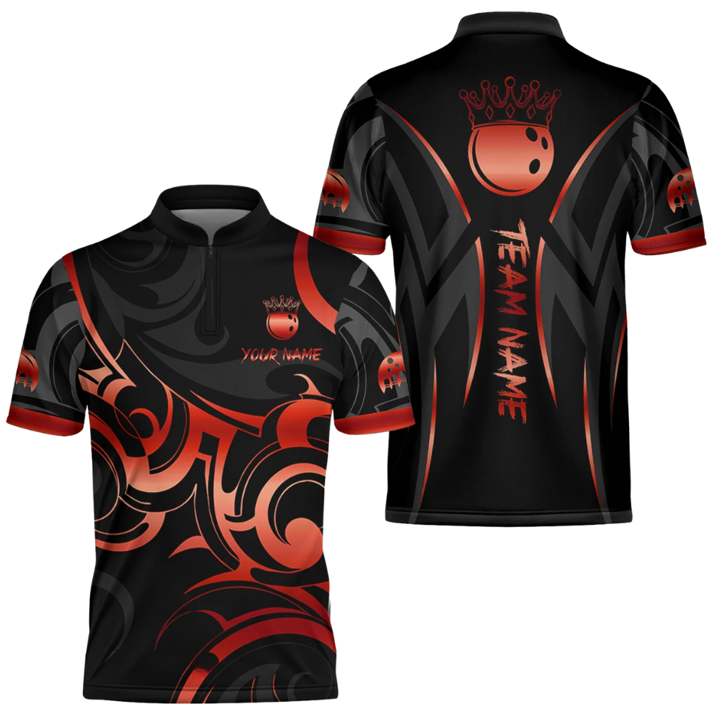 Custom Tribal Black And Cyan Bowling Jersey Shirt For Men, Custom Tribal Bowling Team Shirts BZ0616