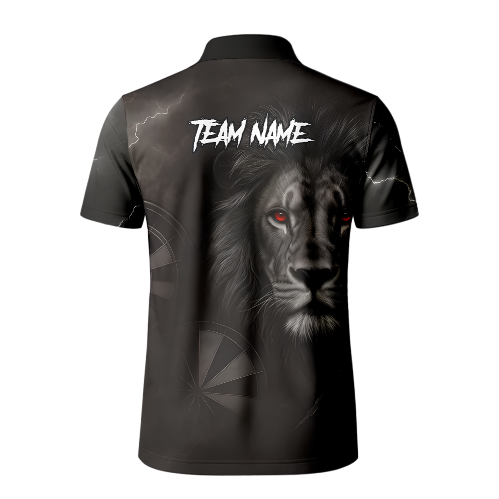 Custom Lion Black Darts Polo Shirt For Men, Custom Lion Dart Team Shirt DZ0147