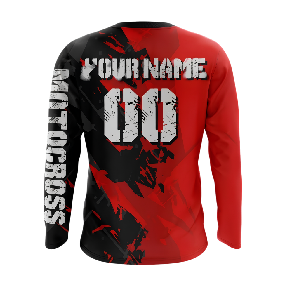 Personalized Mens ATV Racing Dirt Bike Long Sleeve Jersey Red, Custom ATV Shirts MZ0134