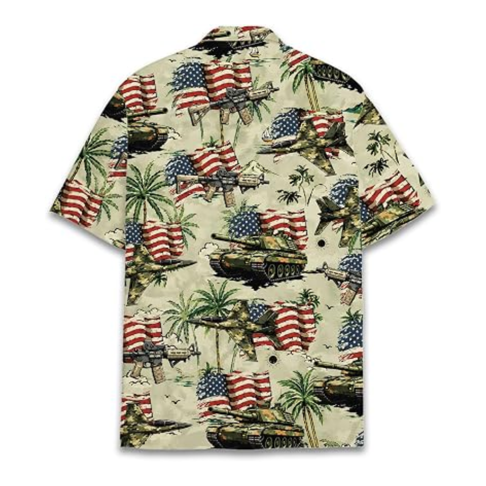 Tank American Flag Tropical Hawaiian Shirt, Vintage Tank Hawaiian Shirt For Veteran HE0739