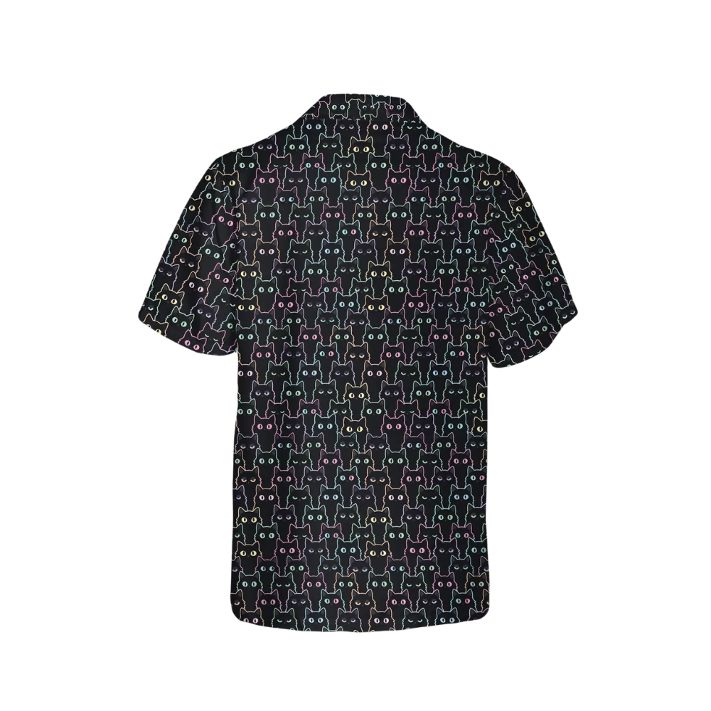 Neon Cat Pattern Hawaiian Shirt Men Women, Cat Hawaiian Shirt HE0659