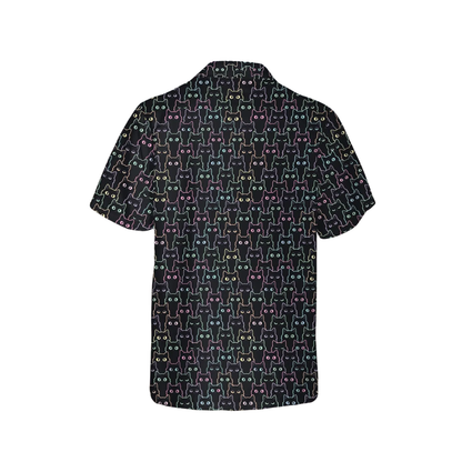 Neon Cat Pattern Hawaiian Shirt Men Women, Cat Hawaiian Shirt HE0659